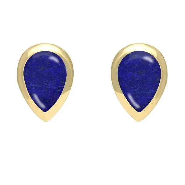 9ct Yellow Gold Lapis Lazuli Small Teardrop Stud Earrings sold by Jura Watches