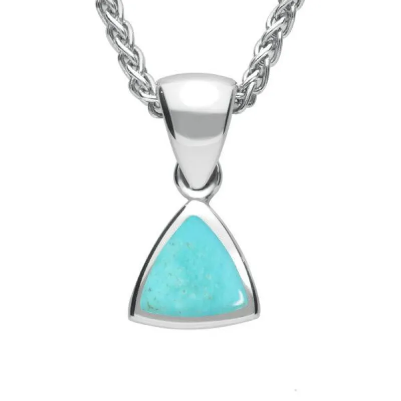 Sterling Silver Turquoise Curved Triangle Small Necklace sold by Jura Watches