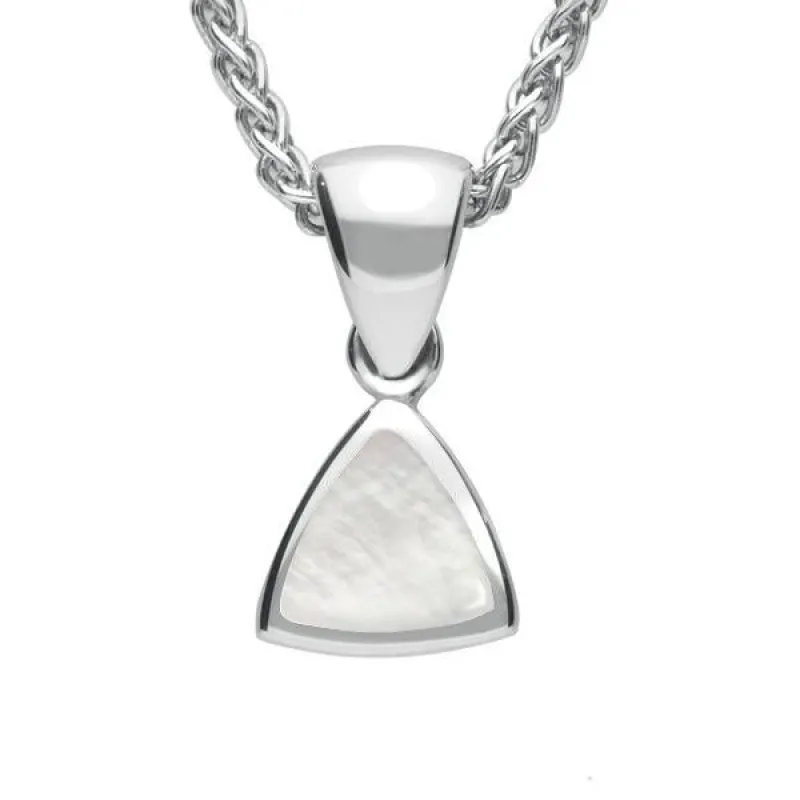 Sterling Silver Mother of Pearl Curved Triangle Small Necklace sold by Jura Watches