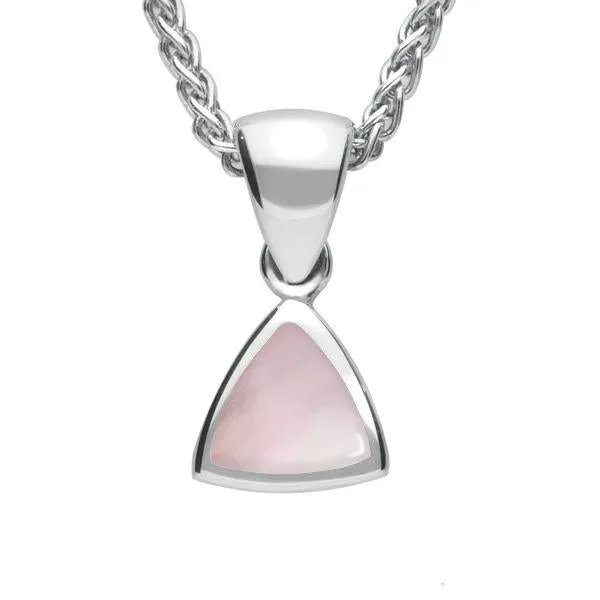 Sterling Silver Pink Mother of Pearl Curved Triangle Small Necklace sold by Jura Watches