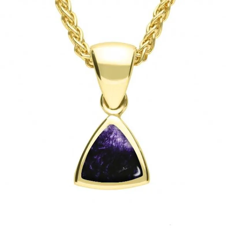 9ct Yellow Gold Blue John Curved Triangle Small Necklace sold by Jura Watches
