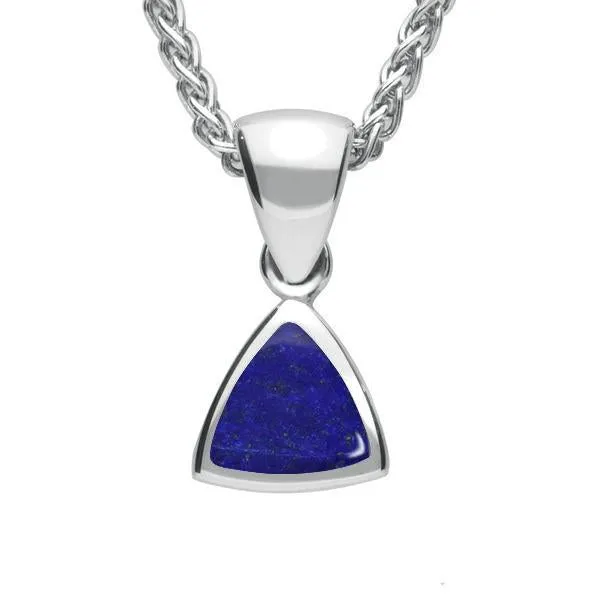 Sterling Silver Lapis Lazuli Curved Triangle Small Necklace sold by Jura Watches