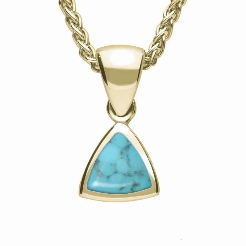 9ct Yellow Gold Turquoise Curved Triangle Small Necklace sold by Jura Watches