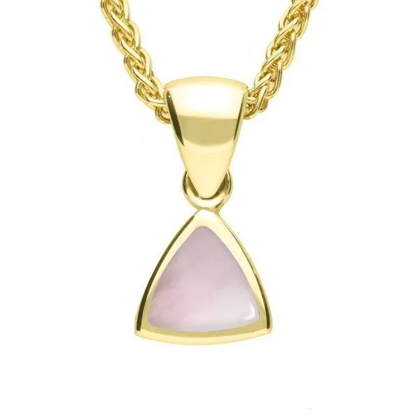 9ct Yellow Gold Pink Mother of Pearl Curved Triangle Small Necklace sold by Jura Watches