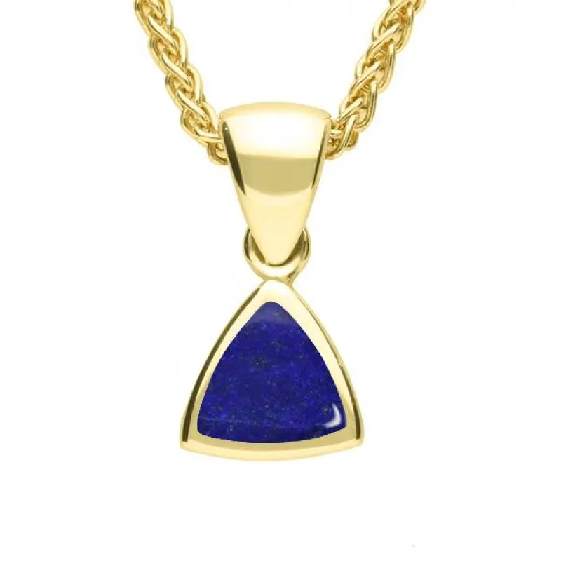 9ct Yellow Gold Lapis Lazuli Curved Triangle Small Necklace sold by Jura Watches