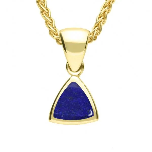 9ct Yellow Gold Lapis Lazuli Curved Triangle Small Necklace sold by Jura Watches