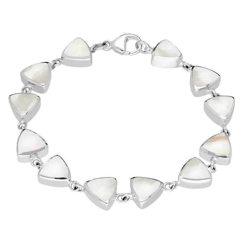Sterling Silver Mother of Pearl Curved Triangle Bracelet sold by Jura Watches