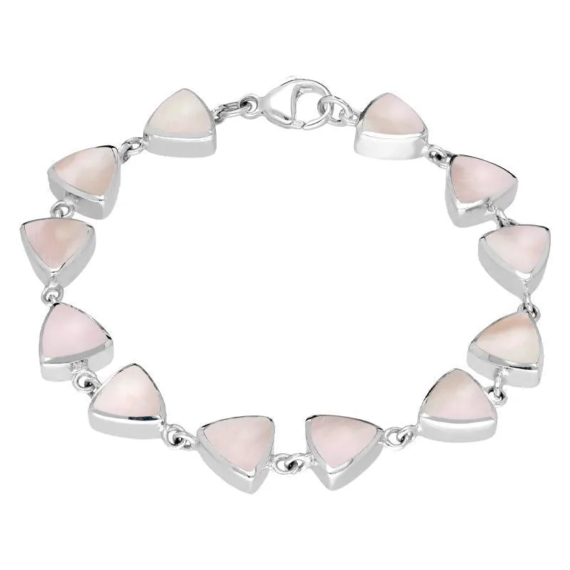Sterling Silver Pink Mother of Pearl Curved Triangle Bracelet sold by Jura Watches