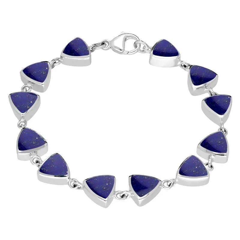 Sterling Silver Lapis Lazuli Curved Triangle Bracelet sold by Jura Watches
