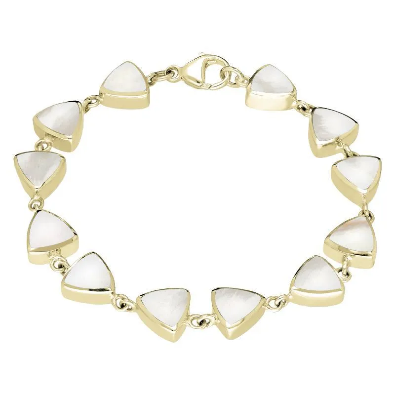9ct Yellow Gold Mother of Pearl Curved Triangle Bracelet sold by Jura Watches