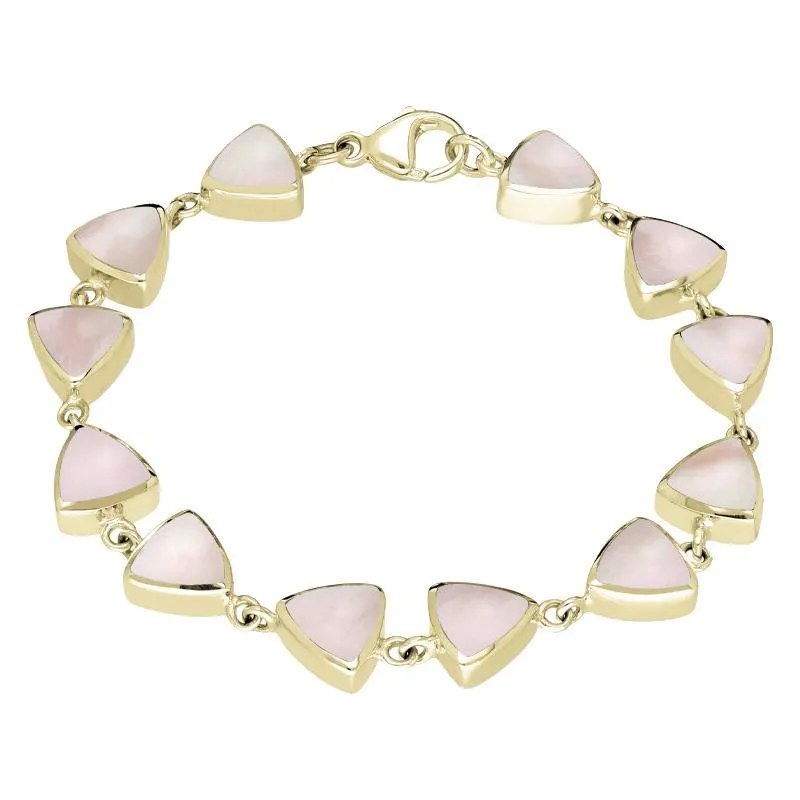 9ct Yellow Gold Pink Mother of Pearl Curved Triangle Bracelet sold by Jura Watches