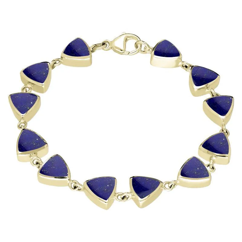 9ct Yellow Gold Lapis Lazuli Curved Triangle Bracelet sold by Jura Watches