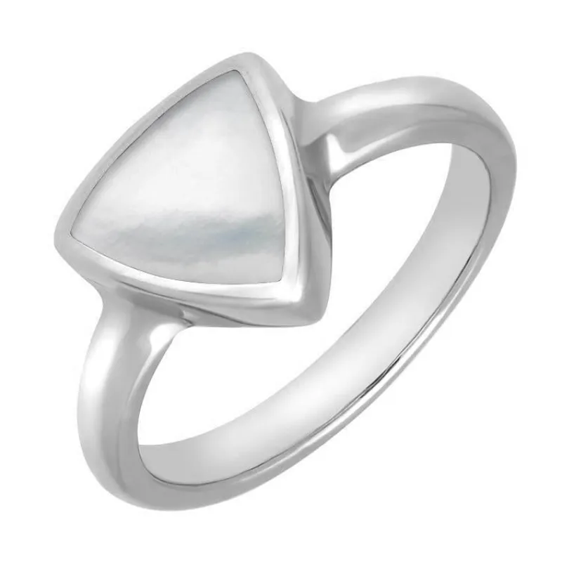 Sterling Silver Mother of Pearl Curved Triangle Ring sold by Jura Watches
