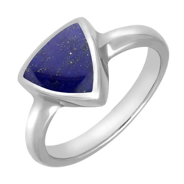 Sterling Silver Lapis Lazuli Curved Triangle Ring sold by Jura Watches