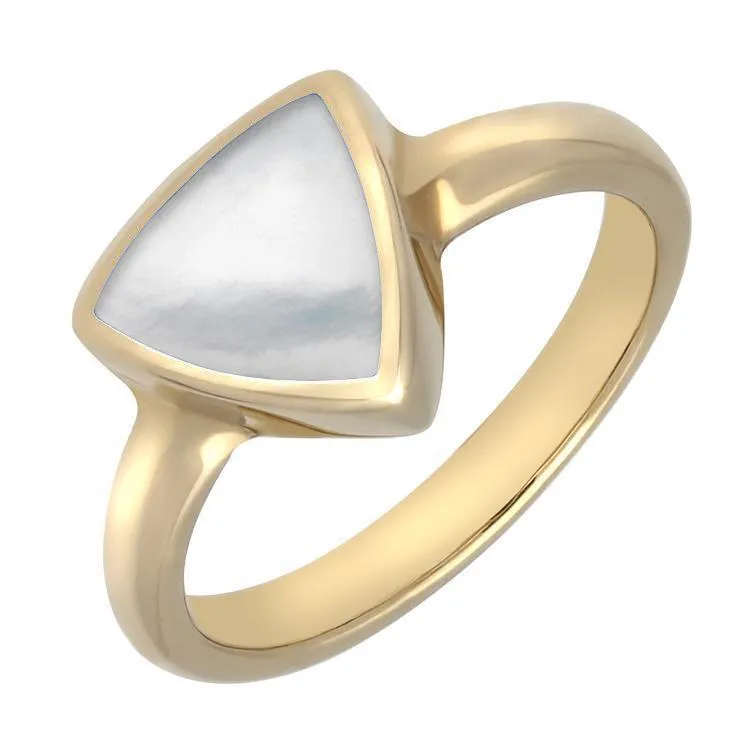 9ct Yellow Gold Mother of Pearl Curved Triangle Ring sold by Jura Watches
