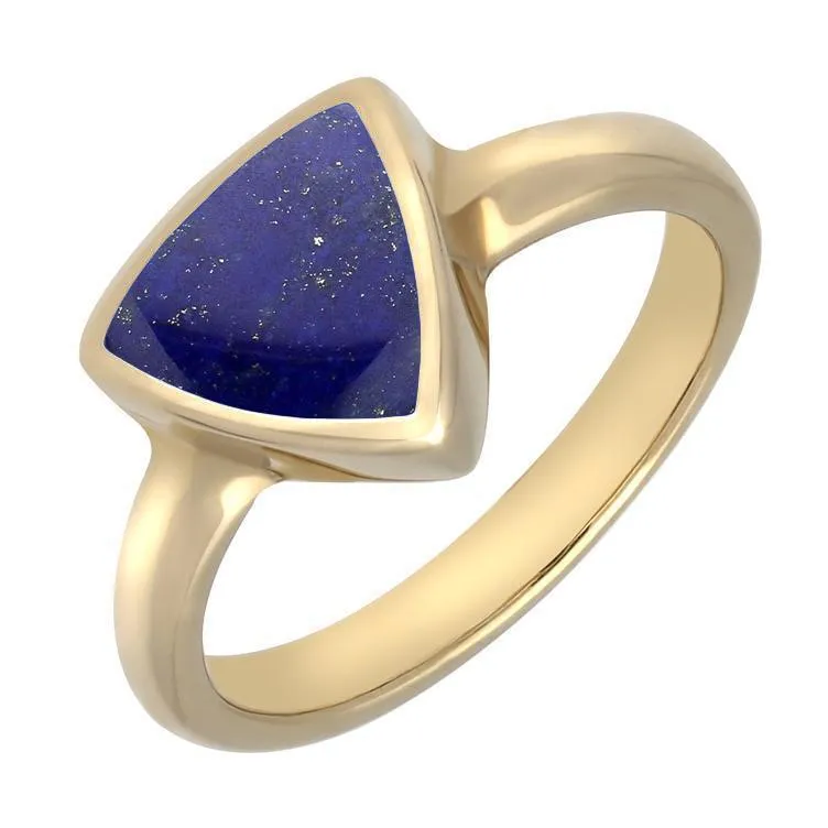9ct Yellow Gold Lapis Lazuli Curved Triangle Ring sold by Jura Watches