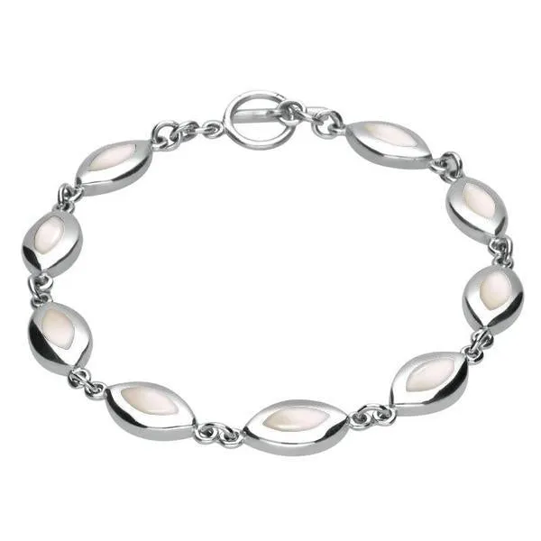 Sterling Silver Mother of Pearl Framed Marquise Bracelet sold by Jura Watches