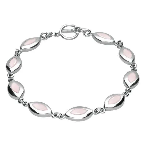 Sterling Silver Pink Mother of Pearl Framed Marquise Bracelet sold by Jura Watches