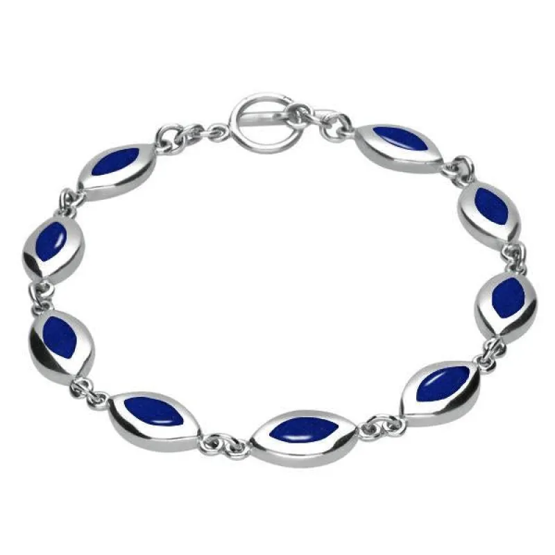 Sterling Silver Lapis Lazuli Framed Marquise Bracelet sold by Jura Watches