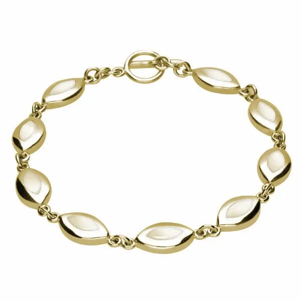 9ct Yellow Gold Mother of Pearl Framed Marquise Bracelet sold by Jura Watches