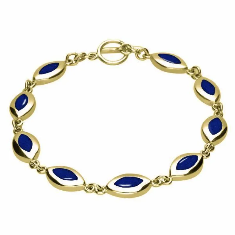 9ct Yellow Gold Lapis Lazuli Framed Marquise Bracelet sold by Jura Watches