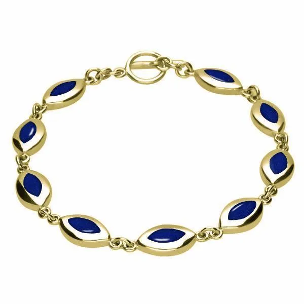 9ct Yellow Gold Lapis Lazuli Framed Marquise Bracelet sold by Jura Watches