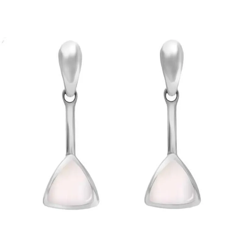Sterling Silver Mother of Pearl Curved Triangle Drop Earrings sold by Jura Watches