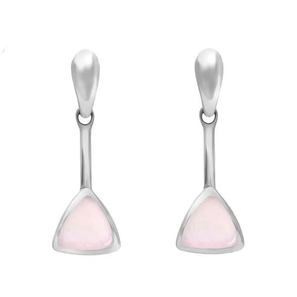Sterling Silver Pink Mother of Pearl Curved Triangle Drop Earrings sold by Jura Watches
