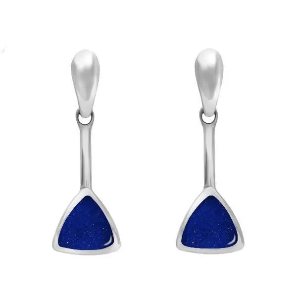 Sterling Silver Lapis Lazuli Curved Triangle Drop Earrings sold by Jura Watches