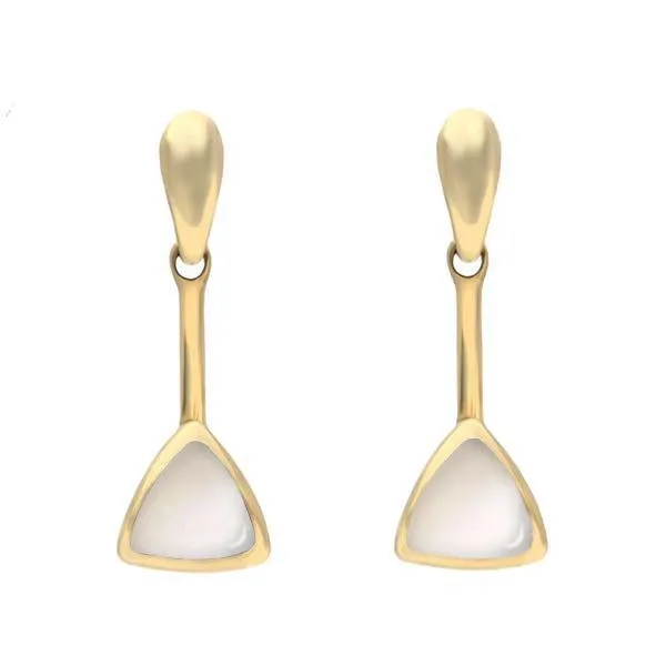 9ct Yellow Gold Mother of Pearl Curved Triangle Drop Earrings sold by Jura Watches