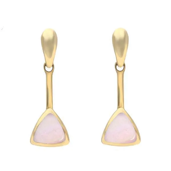 9ct Yellow Gold Pink Mother of Pearl Curved Triangle Drop Earrings sold by Jura Watches