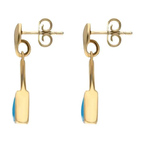 9ct Yellow Gold Turquoise Curved Triangle Drop Earrings sold by Jura Watches product image thumbnail 2
