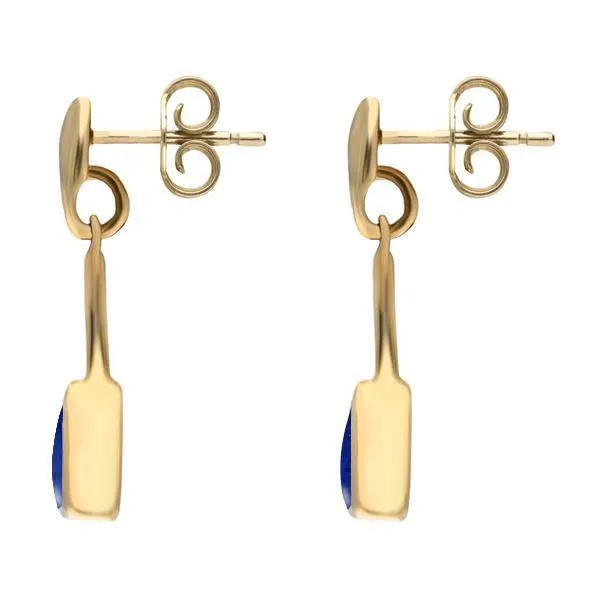 9ct Yellow Gold Lapis Lazuli Curved Triangle Drop Earrings sold by Jura Watches product image thumbnail 2