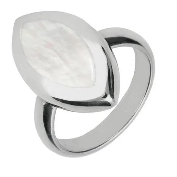 Sterling Silver Mother of Pearl Framed Marquise Ring sold by Jura Watches