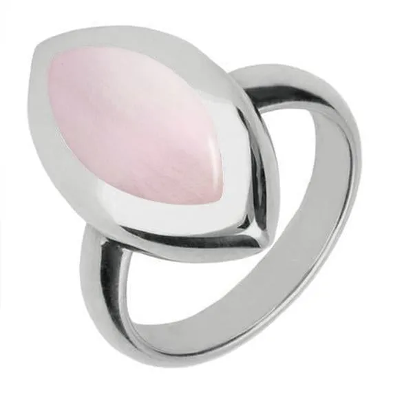 Sterling Silver Pink Mother of Pearl Framed Marquise Ring sold by Jura Watches