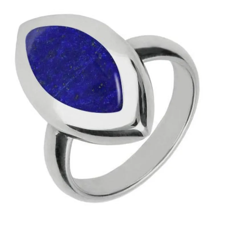 Sterling Silver Lapis Lazuli Framed Marquise Ring sold by Jura Watches