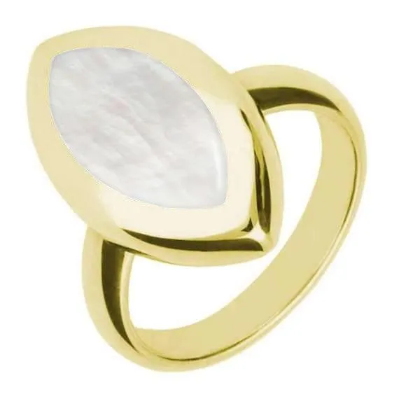 9ct Yellow Gold Mother of Pearl Framed Marquise Ring sold by Jura Watches
