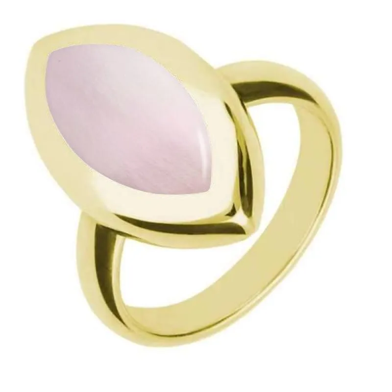 9ct Yellow Gold Pink Mother of Pearl Framed Marquise Ring sold by Jura Watches