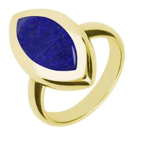 9ct Yellow Gold Lapis Lazuli Framed Marquise Ring sold by Jura Watches