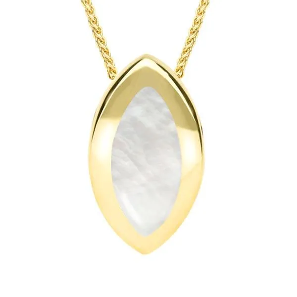 9ct Yellow Gold Mother of Pearl Framed Marquise Necklace sold by Jura Watches