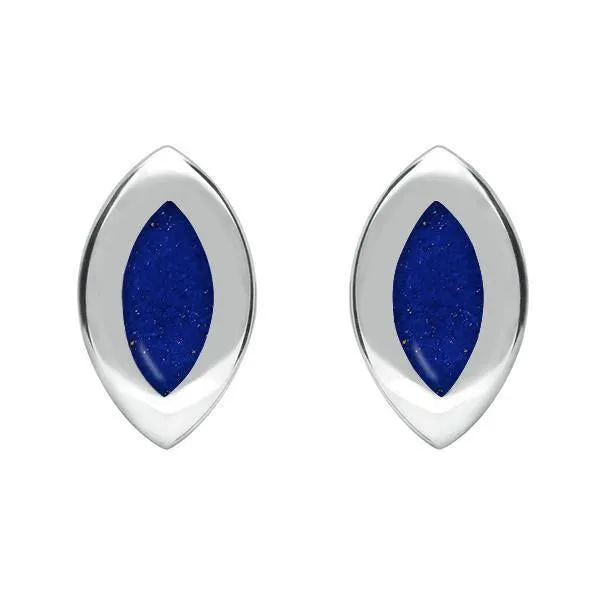 Sterling Silver Lapis Lazuli Framed Marquise Stud Earrings sold by Jura Watches