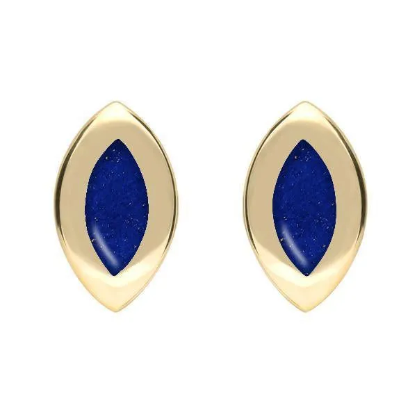 9ct Yellow Gold Lapis Lazuli Framed Marquise Stud Earrings sold by Jura Watches
