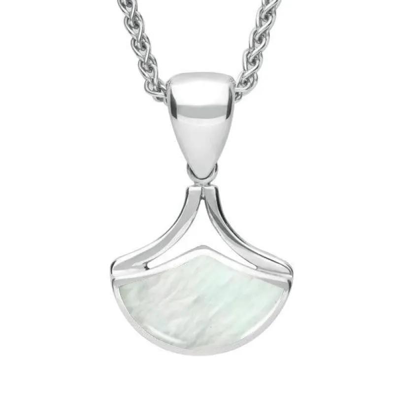 Sterling Silver Mother of Pearl Fan Shaped Necklace sold by Jura Watches