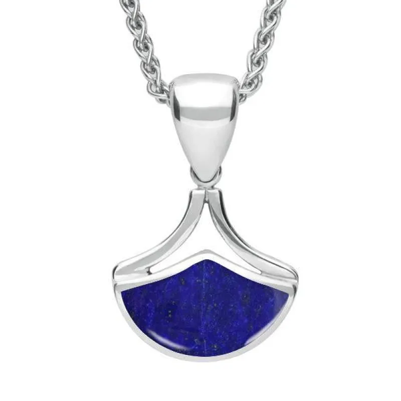 Sterling Silver Lapis Lazuli Fan Shaped Necklace sold by Jura Watches