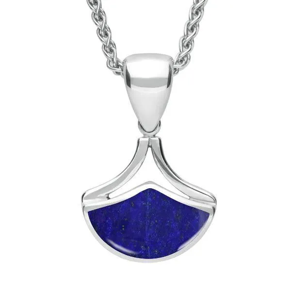 Sterling Silver Lapis Lazuli Fan Shaped Necklace sold by Jura Watches