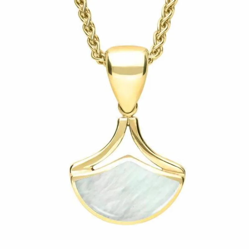 9ct Yellow Gold Mother of Pearl Fan Shaped Necklace sold by Jura Watches