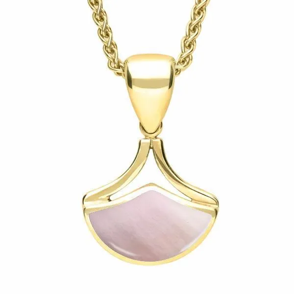 9ct Yellow Gold Pink Mother of Pearl Fan Shaped Necklace sold by Jura Watches