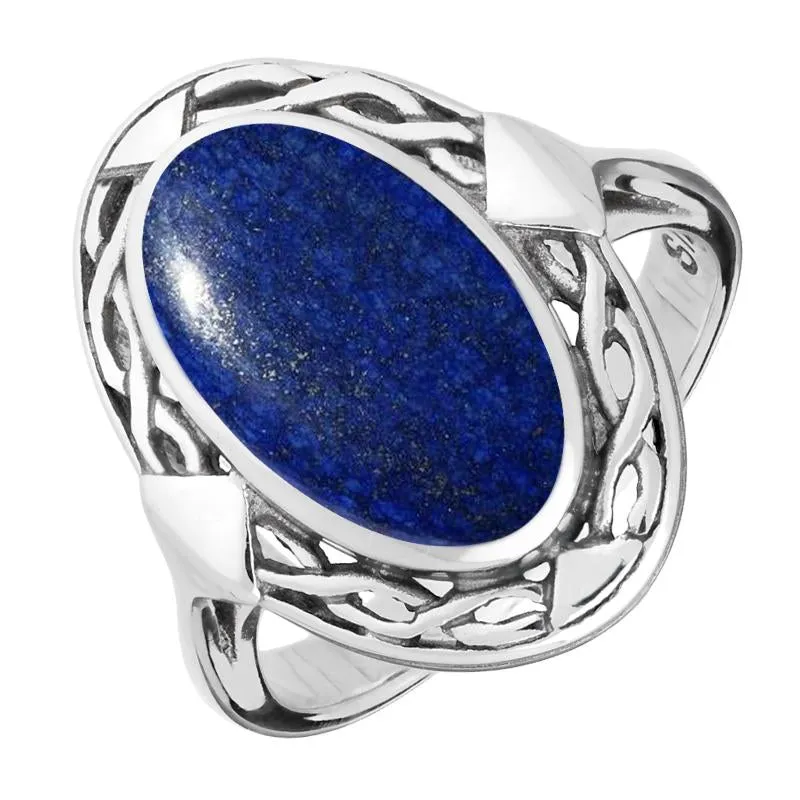Sterling Silver Lapis Lazuli Oval Celtic Ring sold by Jura Watches