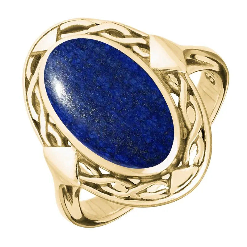9ct Yellow Gold Lapis Lazuli Oval Celtic Ring sold by Jura Watches