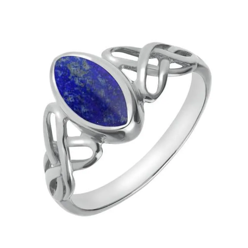 Sterling Silver Lapis Lazuli Marquise Celtic Ring sold by Jura Watches